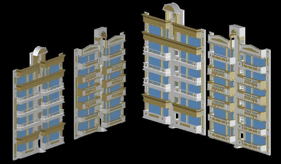 اتوکد نمای رومی ساده ؛ دانلود طرح نما رومی ساختمان یک و چند طبقه [dwg] دانلود دو فایل اتوکد نمای رومی ساده 3D