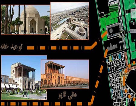 اتوکد بناهای تاریخی ایران ؛ دانلود نما، برش و پلان بناهای تاریخی DWG